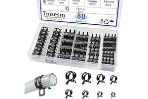 Tnisesm 80Pcs Spring Band Hose Clamps Assortment Kits Silicone Vacuum Hose Pipe Clamp 7mm 9mm 10mm 11mm 14mm 15mm 16mm 18mm L