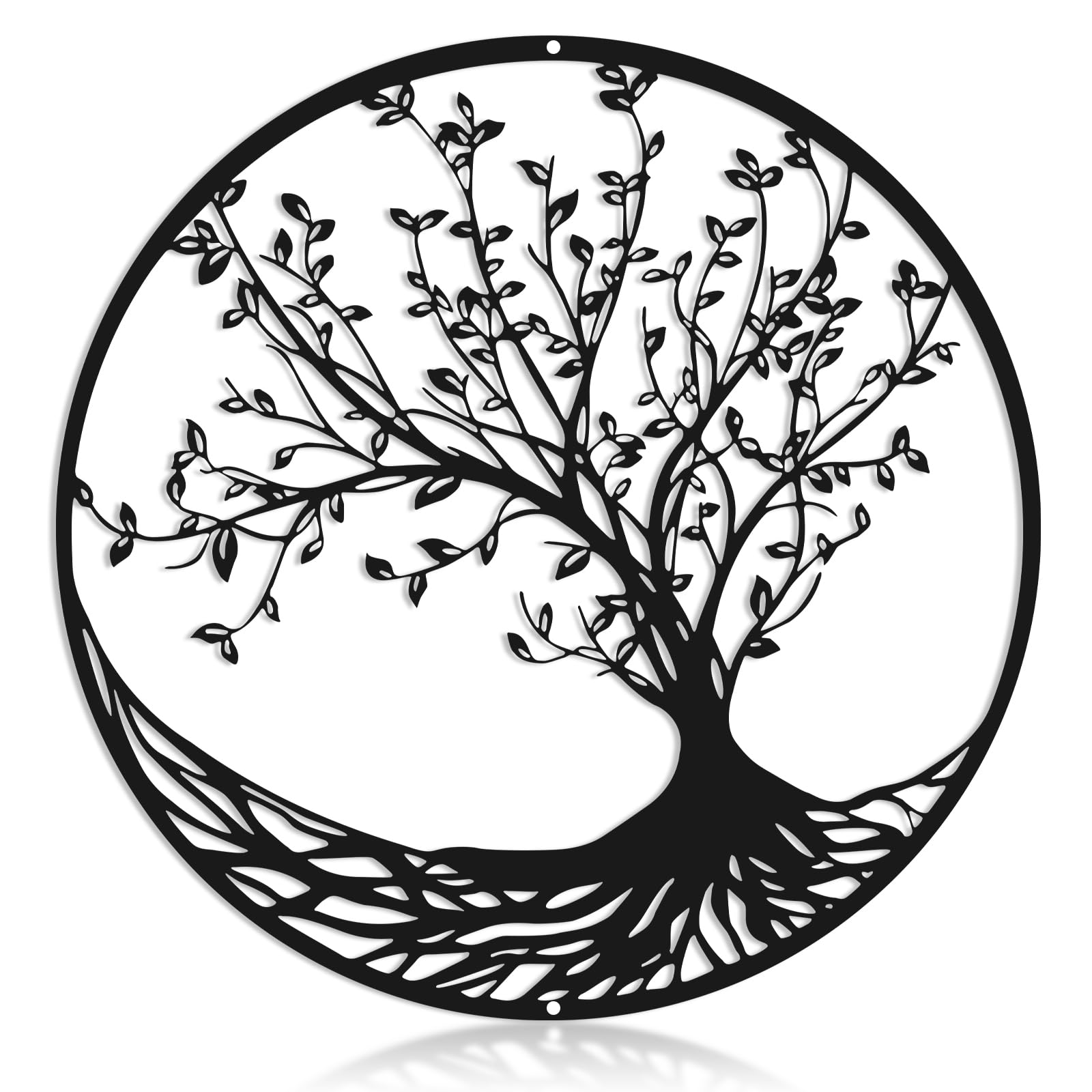 30cm Tree of Life Metal Wall Art Hanging Decor Sculpture Ornaments Silhouette Wall Decoration for Indoor Outdoor Garden Balcony Patio, Black