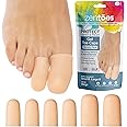 ZenToes 6 Pack Gel Toe Cap and Protector - Cushions and Protects to Provide Relief from Missing or Ingrown Toenails, Corns, Blisters, Hammer Toes (Variety, Beige))