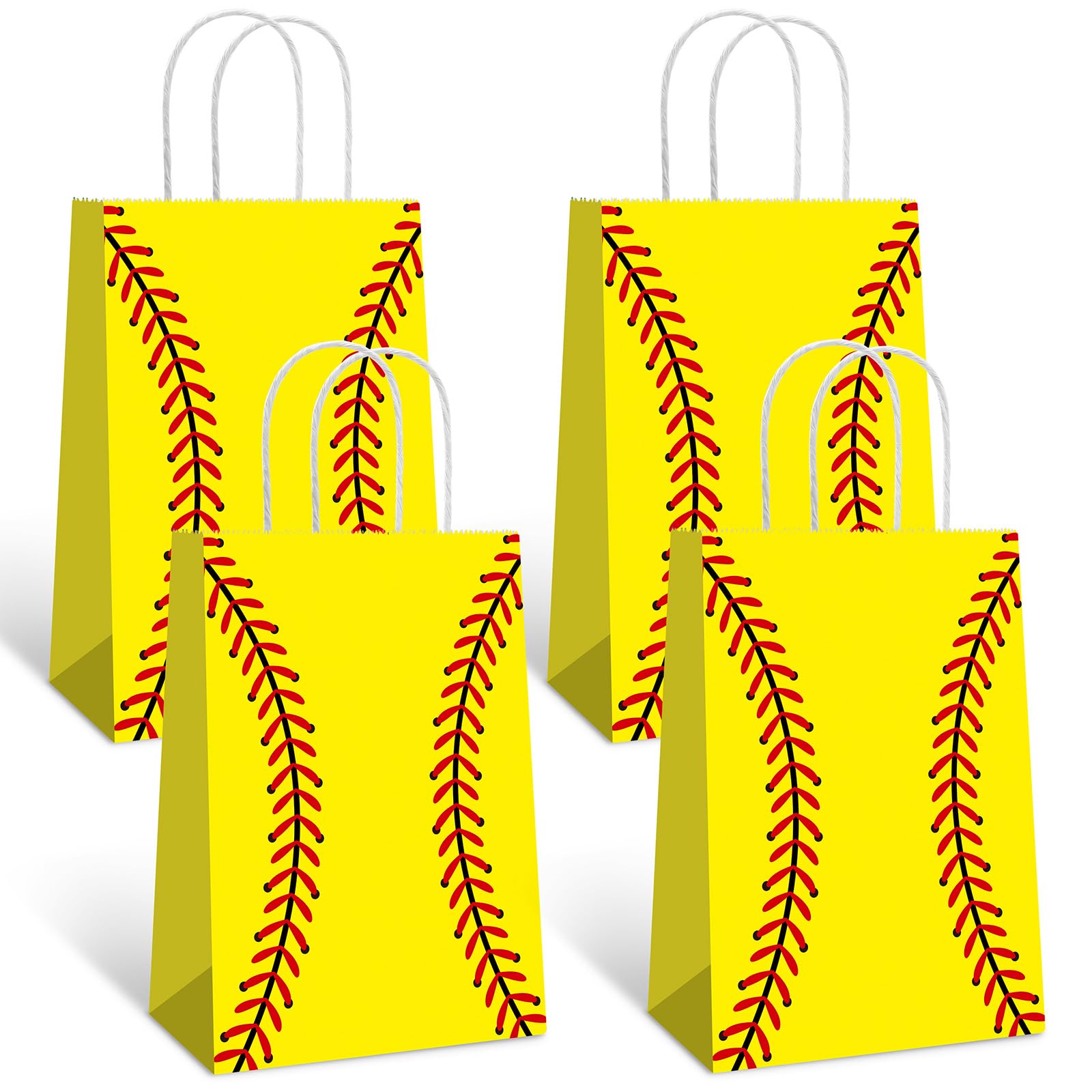 Photo 1 of  Softball Gift Bags Paper Treat Softball Print Goodie Bags for Sports Theme Party Decorations Game Celebration Supplies