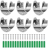 6-Pack Stainless Steel Closet Rod Brackets, U-Shaped Heavy Duty Flange Sockets for 1-1/4 Inch Rods, Rust-Proof Closet Rod Hol