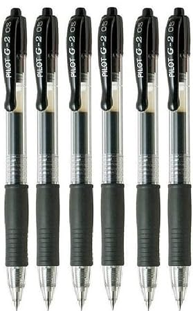 Pilot G2 Schwarz, Rollerball Kugelschreiber, Einziehbar, Nachfüllbar, Extra Fein, 0,5 mm Schreibspitze, 0,3 mm Strichbreite, 