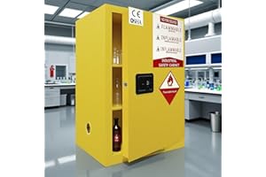 POWKOL 38" H × 28" D × 24" W Safety Storage Flammable Cabinet, Adjustable Shelf Galvanized Steel 3 Point Locker Flammable Storage Cabinet, for Commercial, Industrial and Lab