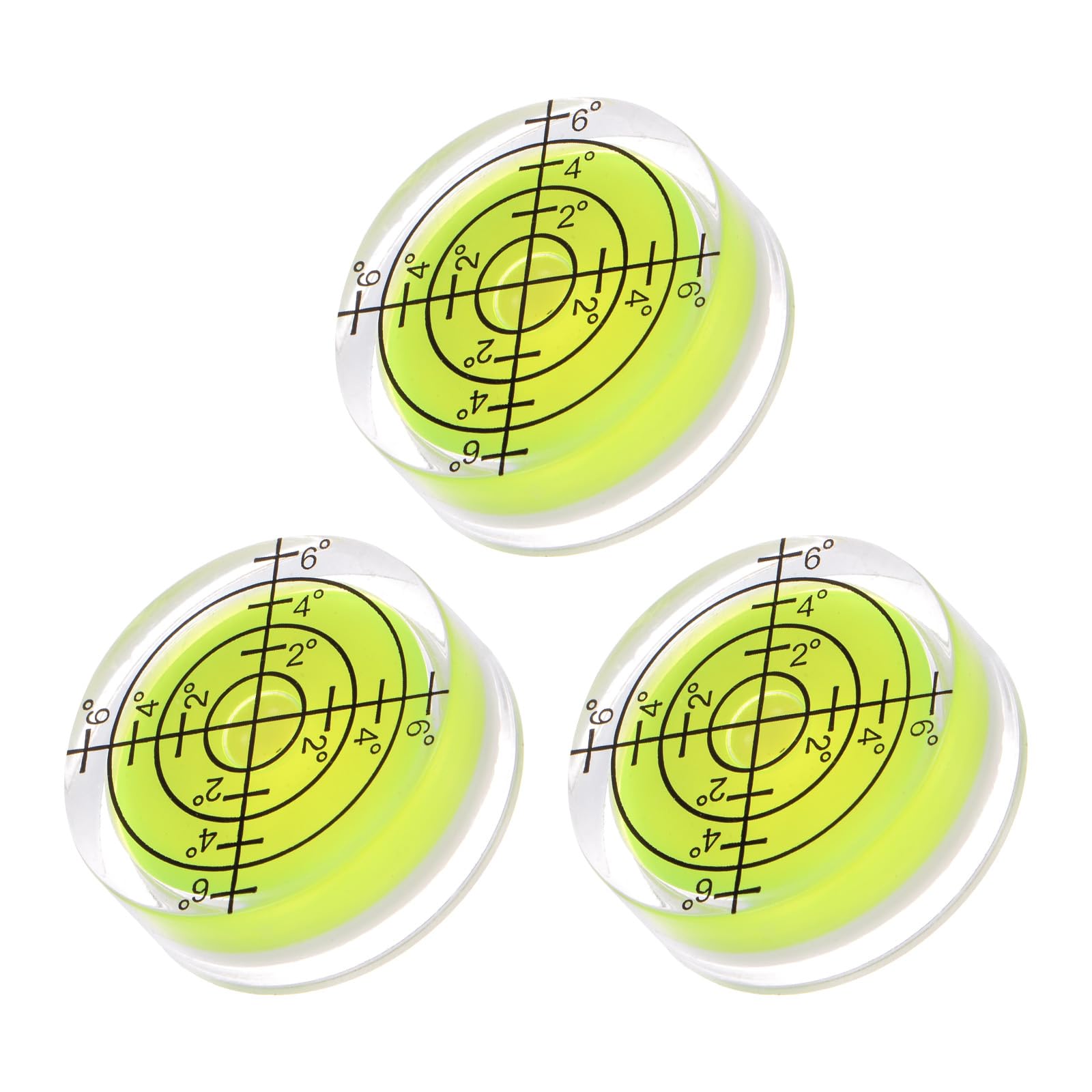 Kozelo 3pcs Small Circular Bubble Spirit Levels - [32mm Diameter 12mm Thickness] Mini Round RV Bullseye Level Leveling Tools for Travel Trailer Turntable Camera, Lime