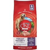Purina ONE Plus Senior Dry Dog Food, Adult 7+, 8 lb Bag | Vibrant Maturity formula for mature 7+ dogs, real chicken as the first ingredient, promotes metal sharpness in senior dogs