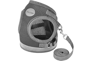 GAUTERF Cat Harnesses and Puppy Harness with Leashes Set, Escape Proof Cat Harness, Adjustable Reflective Soft Mesh Vest Fit Puppy Kitten Rabbit Ferrets's Outdoor Harness