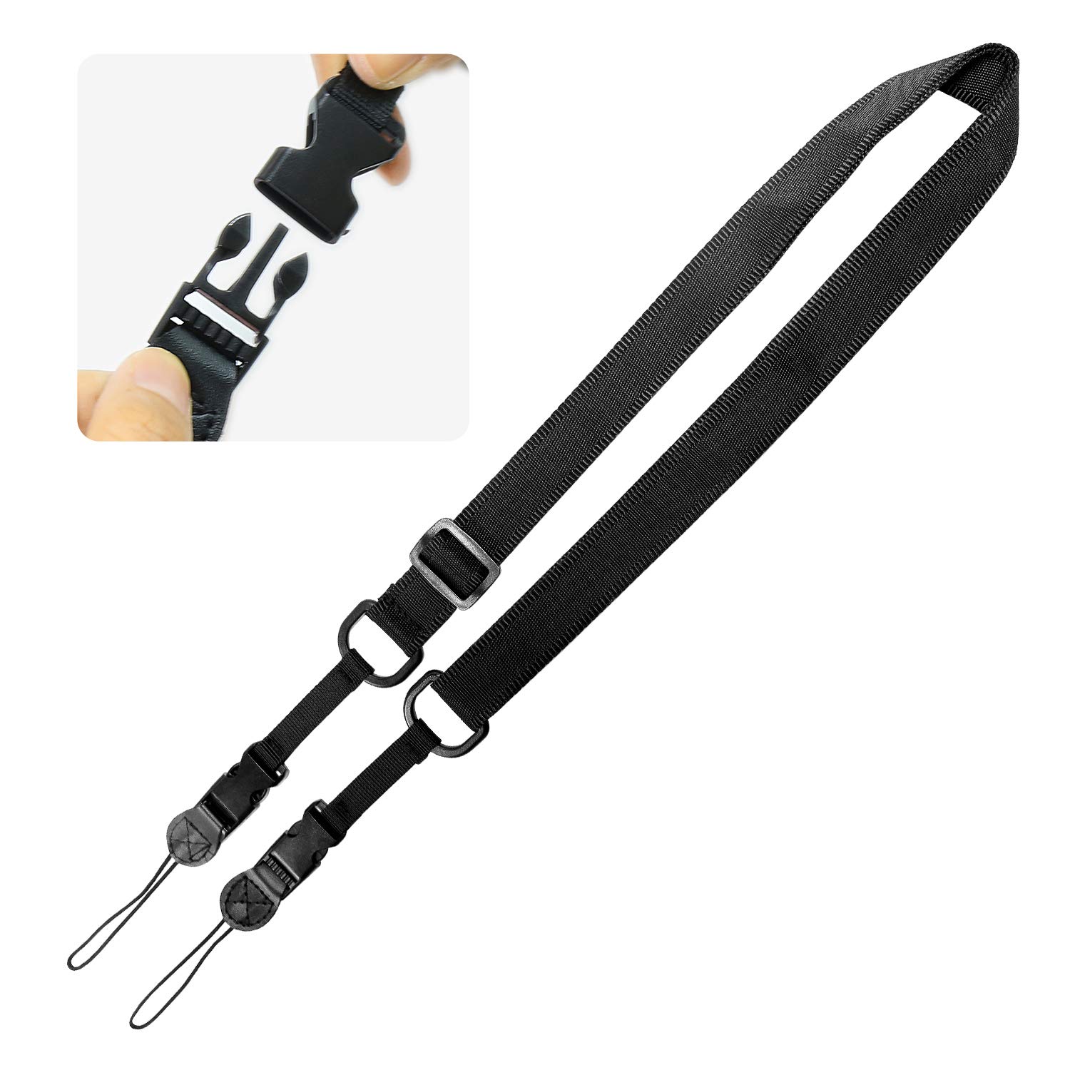 SEYMAC stock Adjustable/Detachable Shoulder Strap, Crossbody Neck Strap Lanyard for iPad/Tablet Case, Camera, Laptop Bag, Black