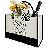 Canvas Tote Bag for Women Mother of the Groom Gifts Bridal Shower Gifts Large Canvas Tote Bags for Women Mother of the Groom Beach Bags Reusable Grocery Bags Engagement Gift Tote Bag Black and White