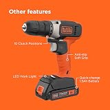 BLACK+DECKER 18V Cordless Drill Driver 37Nm LED Worklight 1.5Ah Battery view 8
