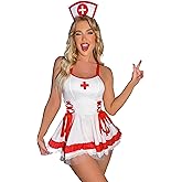 TIPINOICE Women Sexy Lingerie Nurse Costume Nightwear Cosplay Dress Skirt Uniform Set
