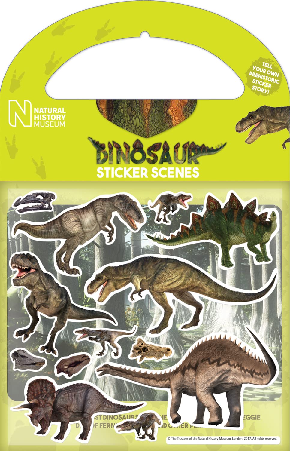 Natural History Museum Dinosaur Sticker Scenes Activity Set, Includes 6 Pages of Story Scenes and Over 50 Stickers!