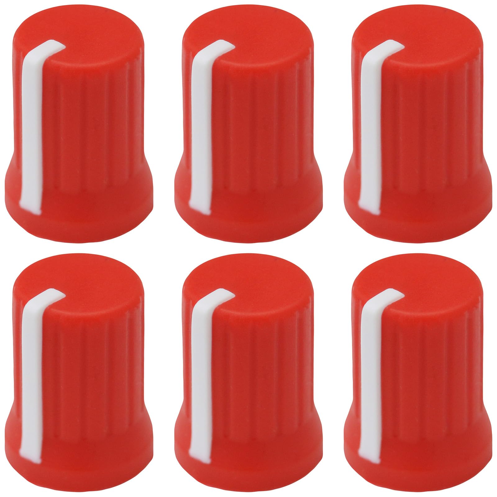 6mm D-Shaft Hole Rubber Soft Grip Vibrant Colour Body Mixer Knobs Pack of 6 (Red)