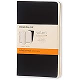Moleskine Volant Journal, Soft Cover, Pocket (3.5" x 5.5") Ruled/Lined, Black (Set of 2)