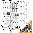 SEPTBOT Grid Wall Panels with Silent Wheels, Display Rack with 32 Hooks, Double Side Gridwall Panels for Retail Display, Craft Fair, Art Show, Home (2 Set)