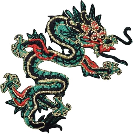 Amazon Com Large Green And Red Chinese Dragon Iron On Patch