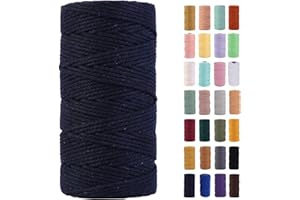 MAOQIAN Navy Blue Macrame Cord 3mm x 109Yards,Colored Cotton Rope Colorful Cotton Cord Soft Craft Cord Twine for Wall Hanging Plant Hangers Crafts Decorative Projects