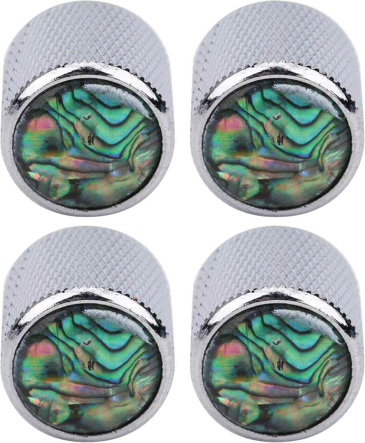 Guitar Knobs, Pack of 4 Metal Dome Knob Volume Tone Control Knob Replacement Parts for Electric Bass 6mm (Color Shell Silver) - Image 3