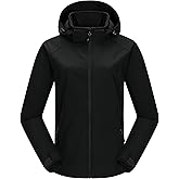 33,000ft Women's Waterproof Softshell Jacket with Removable Hood Lightweight Fleece Lined Warm Insulated Rain Windbreaker