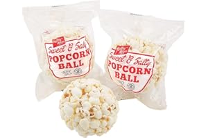 Fun Express Popcorn Balls Individual Bags 24 Pack - Gluten Free Nut Free Snacks for Kids School Classroom | Halloween Treats Party Favors Goodie Bag Stuffers | Bulk Snacks Individually Wrapped 1oz Each