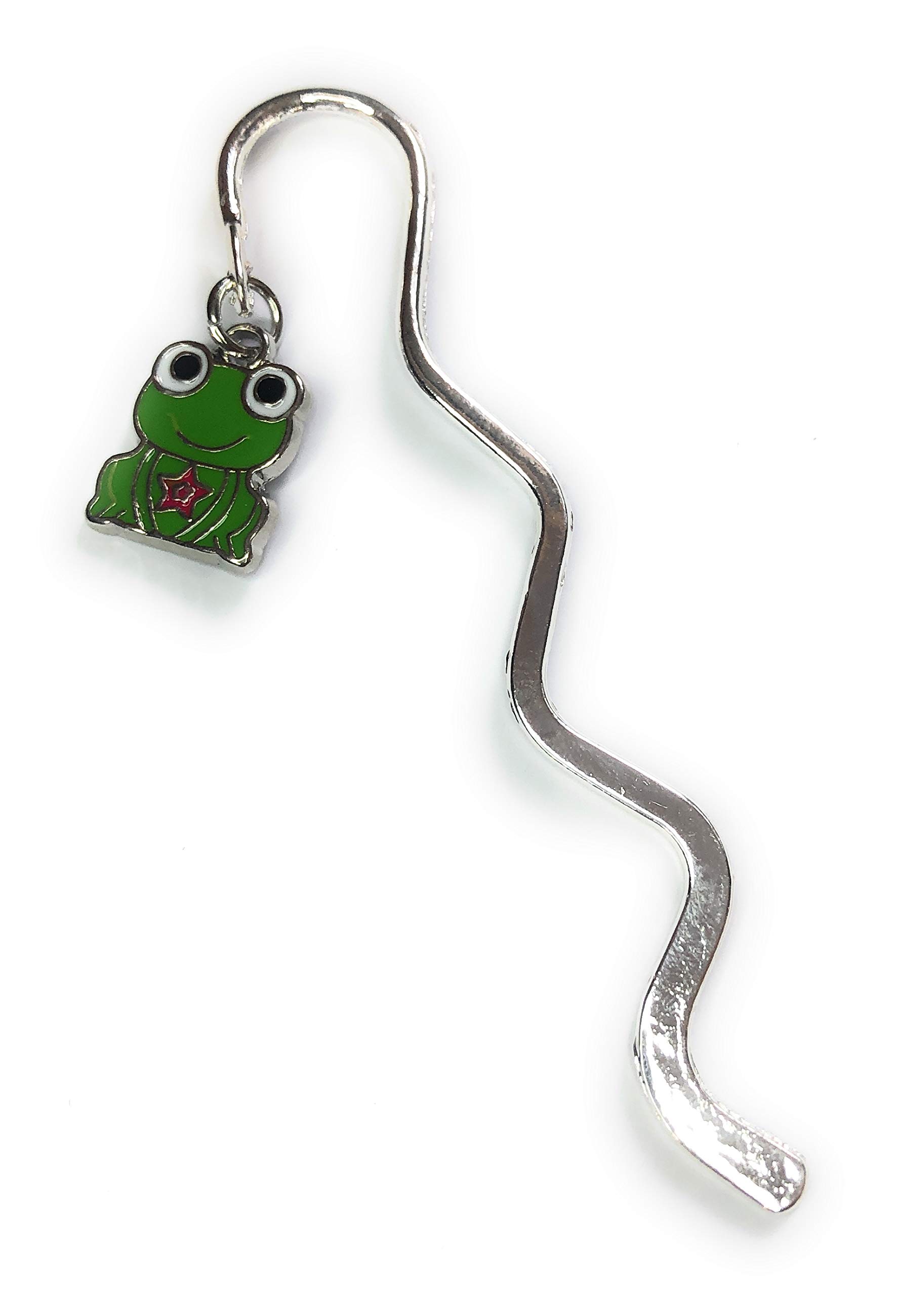 FizzyButton Gifts Frog Silver Tone Mini Bookmark with Enamel Charm in Gift Bag
