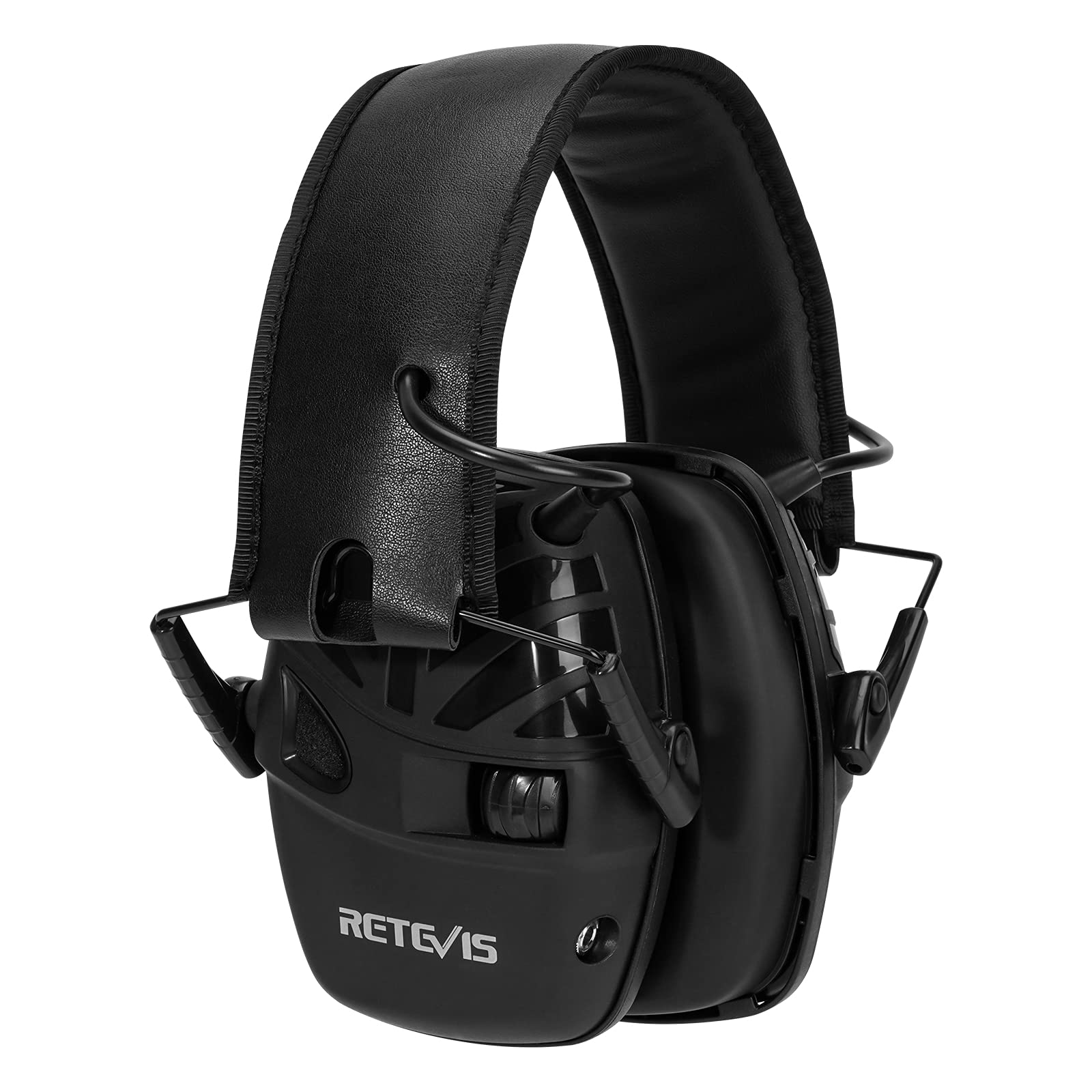 Retevis Ear Defenders, Electronic Safety Earmuffs, SNR 28dB, AUX Audio Input, Double Pickup, Foldable Tactical Headset Amplification for Shooting, Hunting, Industrial, Outdoor Sport(1 Pcs, Balck)
