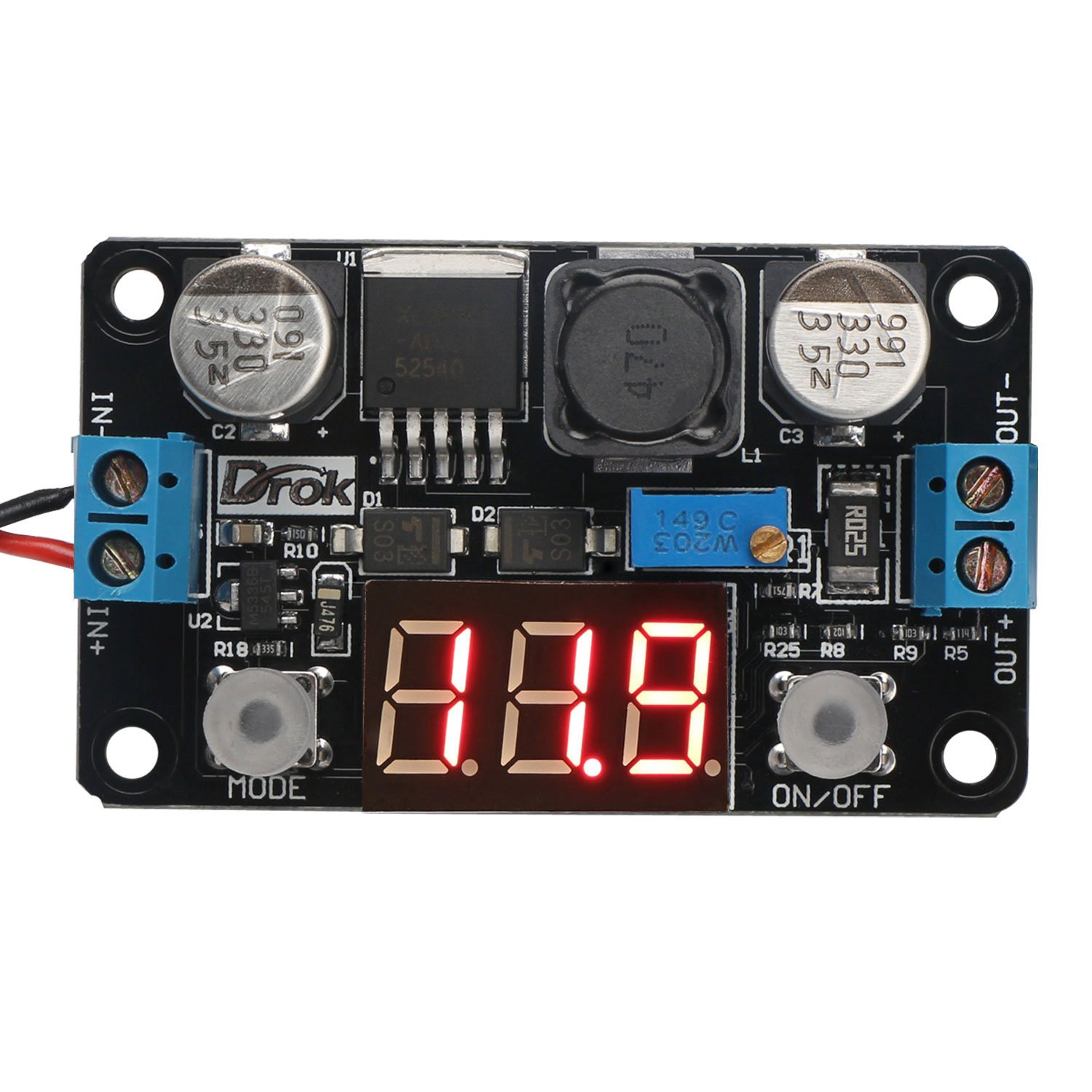 DROK 180057 LM2596 Analog Control Buck Converter DCDC 432V to 1.25