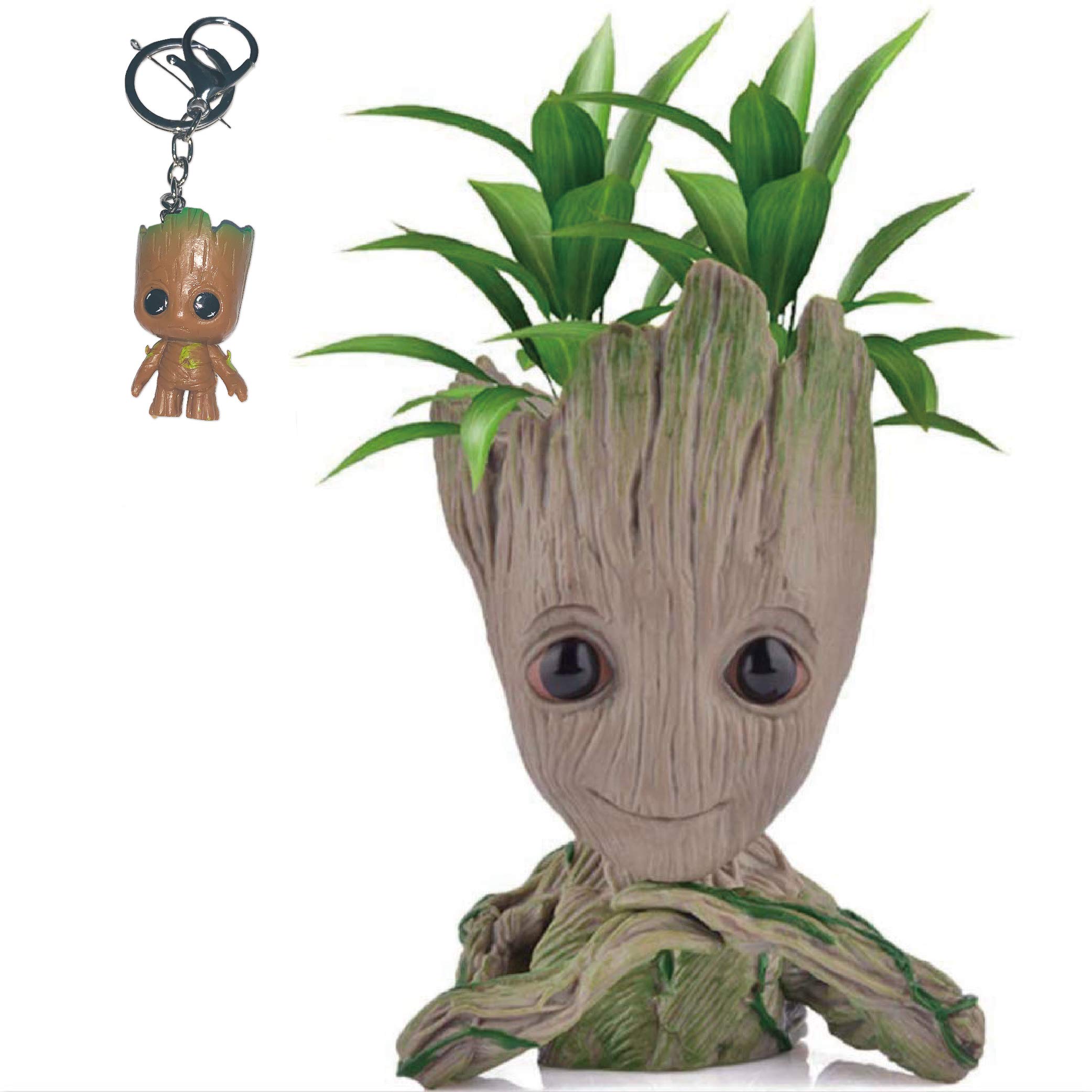 Groot Flower Pot Figurine Planter Large Aquarium Decoration Wooden Pen Flower Holder Pot for Kids Girls Women (A1)