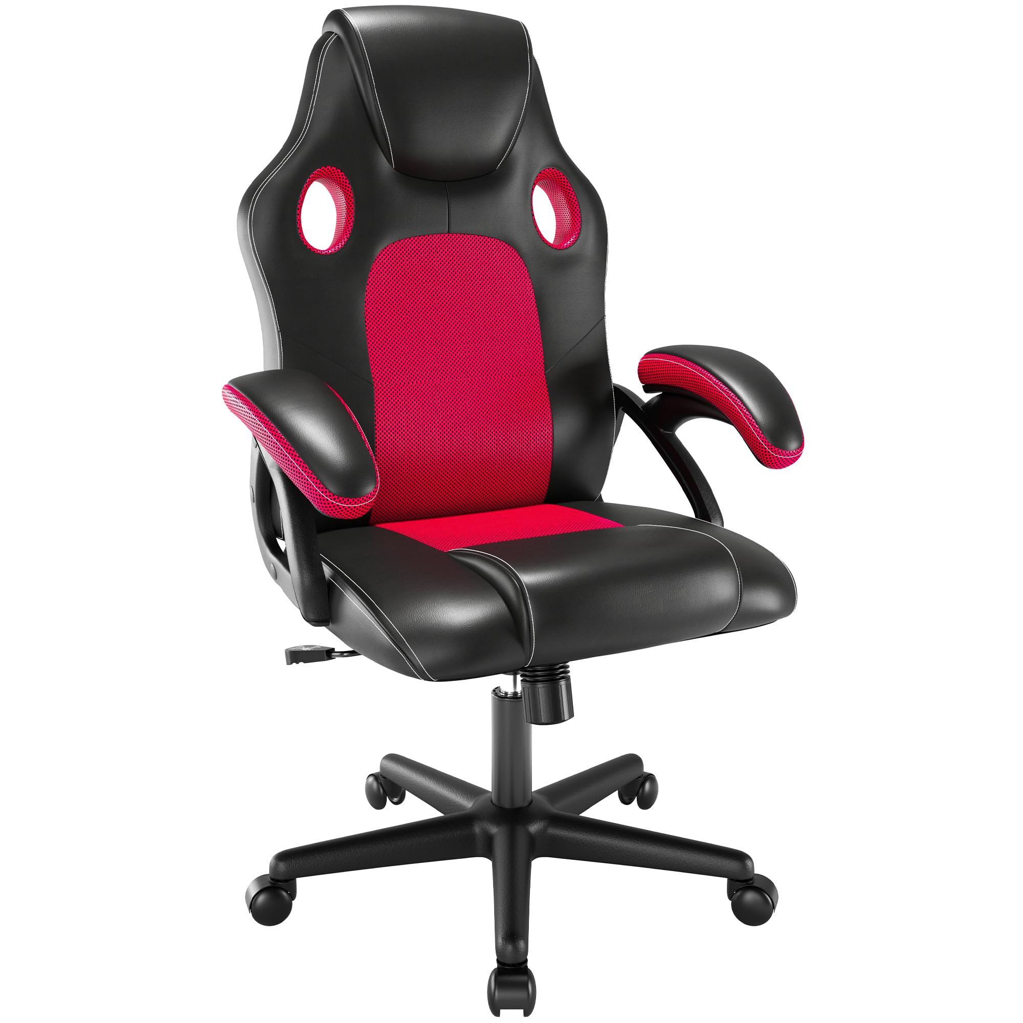 play haha Office Chair,Ergonomic High Back Seat With Breathable Mesh Insert Padded Armrests Durable Base Lumbar Support Faux Leather Surface For Gaming Home Or Office Use Gaming Chair