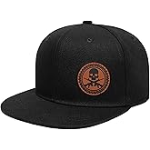 Chicken Noodles Flat Brim Hats for Men - Gothic Style Skull Hat Leather Pattern - Hip-Hop Snapback Hat Skeleton Hats for Men