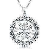 Compass Necklace for Women Jewelry Sterling Silver Travel Necklaces for Wife Wedding Anniversary Girlfriend Birthday Gifts for Her Valentines Day Mom Mothers Day Christmas Graduation Anniversary
