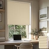 HESTIA No Drill Cordless Room Darkening Vinyl Mini Blinds, 1” L-Shaped PVC Slats Venetian Horizontal Blind Privacy Indoor Win