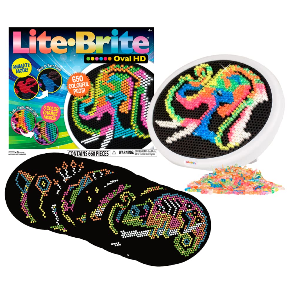 Basic Fun Lite-Brite | Oval HD | Light Up Drawing Board, LED Board with Colours, Light Up Toys for Creative Play, Glow Art Neon Effect Drawing Board, Light Toys for Kids Ages 4 02250