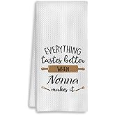COWEB Nonna Grandma Kitchen Towels, for Nonna Grandma Dish Tea Towels for Kitchen Decor, Grandmother Birthday Gifts from Grandkids Decorative Hand Towels, 16x24 Inch
