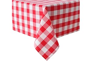 Hiasan Red and White Checkered Tablecloth Rectangle - Stain Resistant, Waterproof and Washable Plaid Table Cloth for Picnic, Holiday Dinner and Kitchen, 60 x 120 Inch