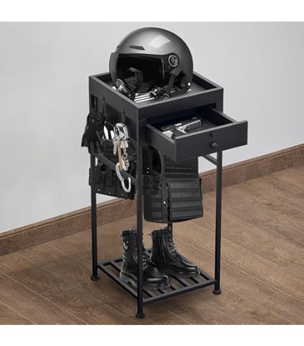 Heavy-Duty Police Gear Rack & Armor Stand – 80 Lb Capacity With Locking Drawer & Hooks
