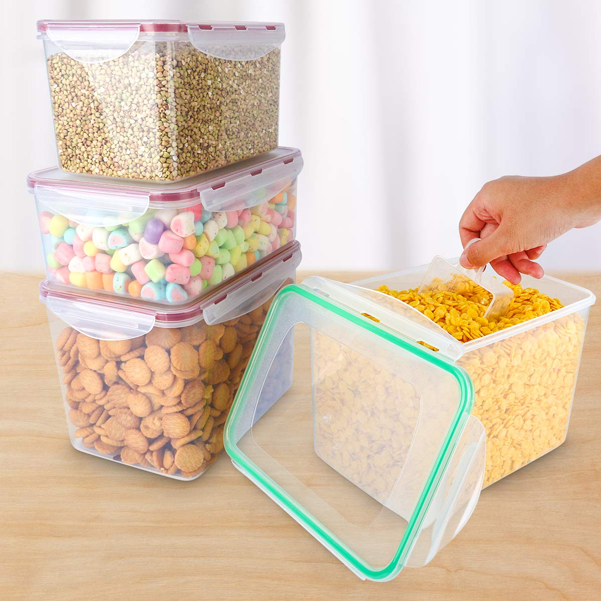 Cereal Container, VERONES 10 Piece Airtight Storage Containers Perfect