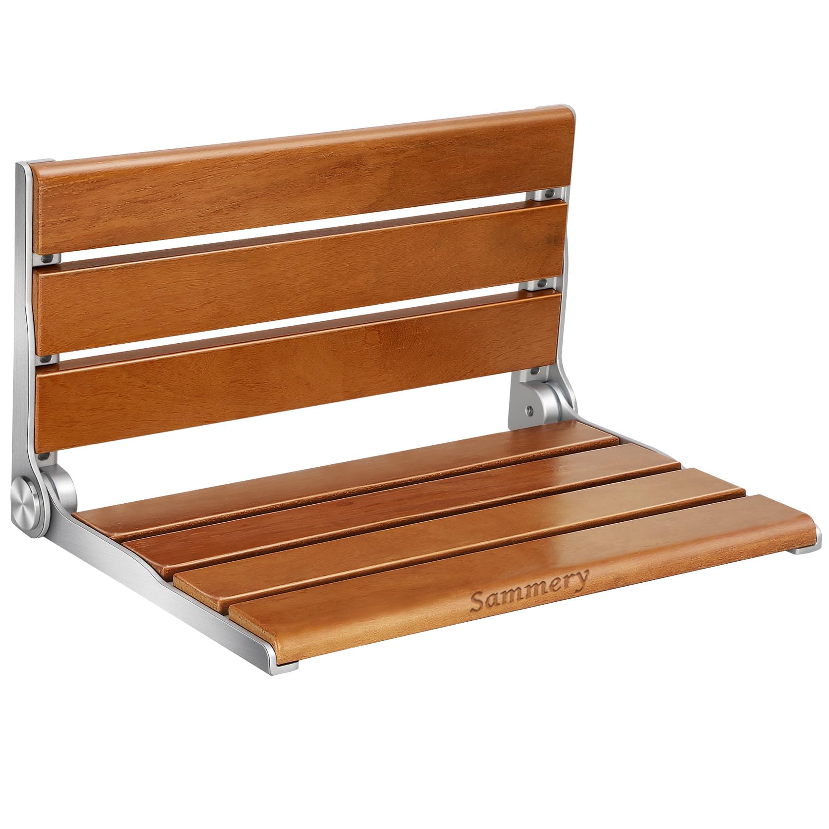 Photo 1 of 18" Teak Folding Shower Seat Wall Mounted,Fold Down Shower Bench for Small Shower Space, Home Care Teak Wood Stool for Inside Shower,Pregnants-Maximum Load 380lb