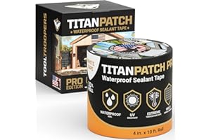 TOOL TROOPERS Titan Patch PRO Waterproof Sealant Tape – White 4" x10' – Stops Leaks Fast & Stays Sealed for 15+ Years – Sticks to RVs, Roofs, Pools, Boats, Gutters – Built for Harsh Weather (-40°F to 190°F)