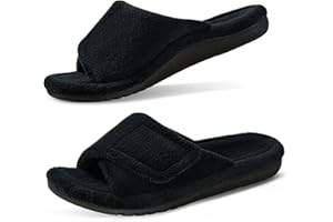 GRITHEIM Women's Orthotic Arch Support Slippers Fuzzy Adjustable Orthopedic Slippers for Plantar Fasciitis Furry Slide Slippers for Ladies