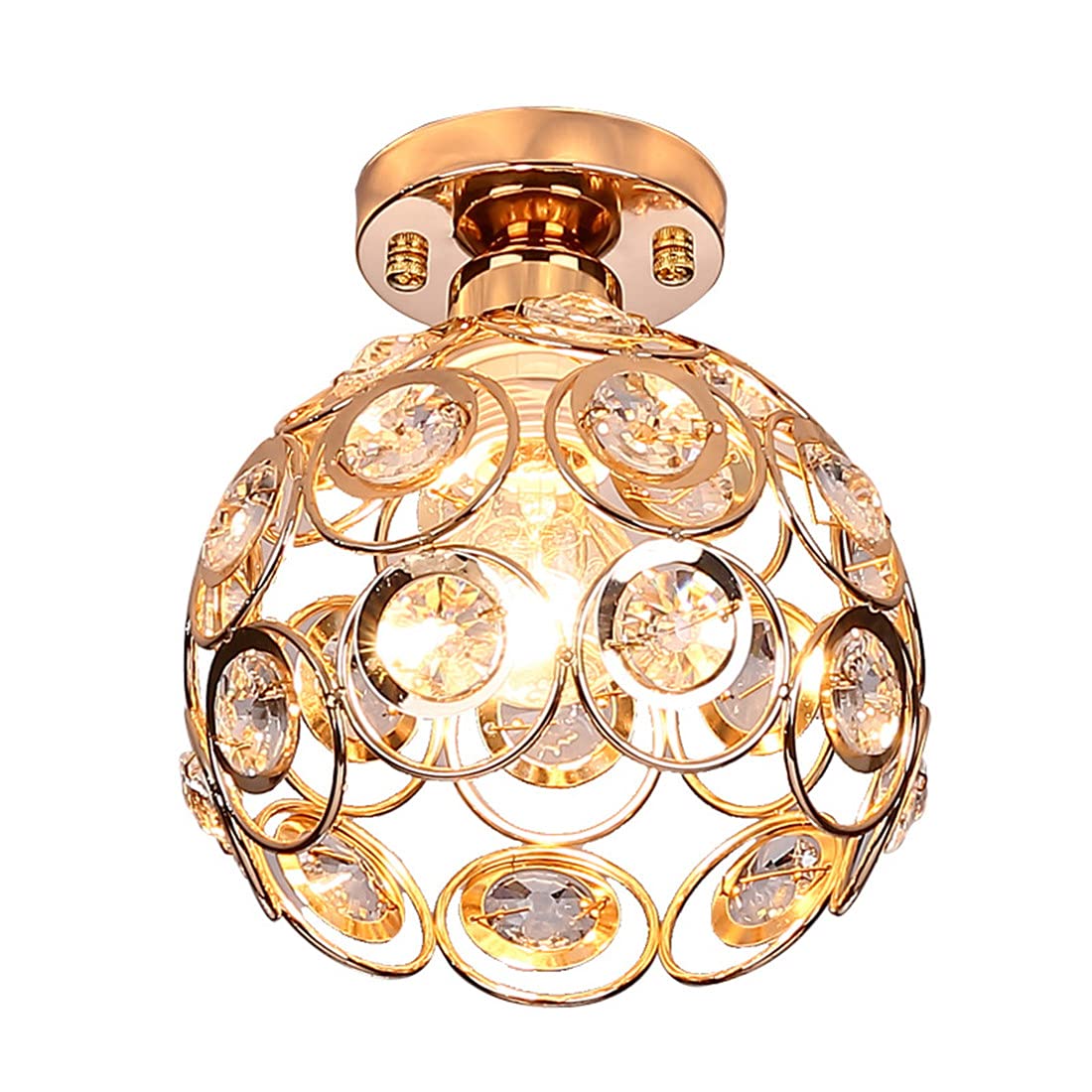 Moroccan Style Crystal Ceiling Light Shade Ball Ceiling Lampshade Iron Metal Jewelled Lamp Shade for Living Room, Bedroom and Bathroom (Gold)