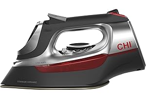 CHI Steam Iron for Clothes with 8’ Retractable Cord, 1700 Watts, 3-Way Auto Shutoff, 400+ Holes, Professional Grade, Electronic Temperature Control, Titanium Infused Ceramic Soleplate (DISCONTINUED)