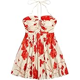 SOLY HUX Women's Tie Dye Cami Dress Halter Backless Sleeveless A Line Short Summer Dresses Sundress