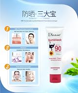 DISAAR Sunscreen Cream SPF90 Refreshing Sunblock Waterproof 100ml UVA UVB view 2