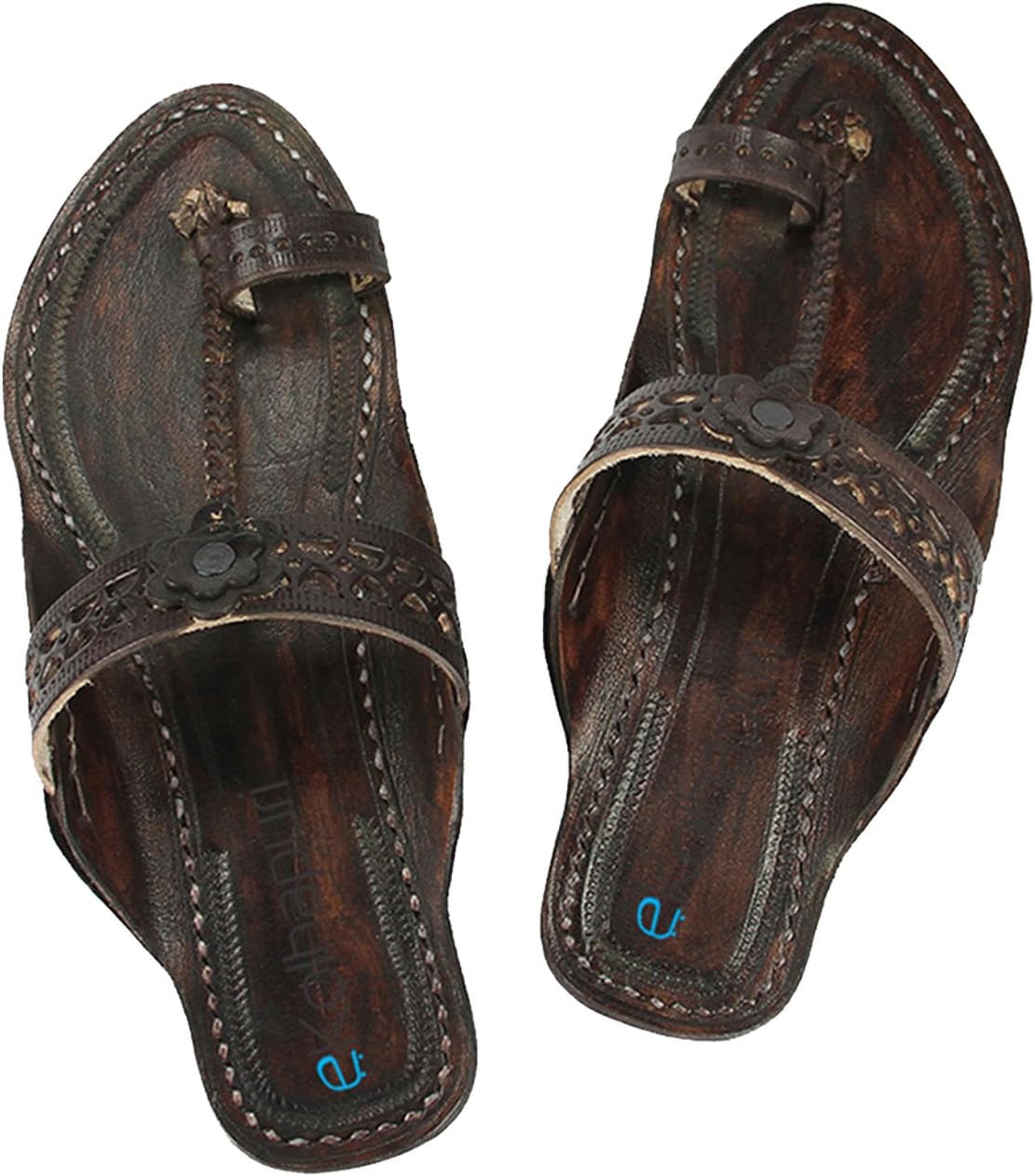 eKolhapuri Punching Belt Dark Brown Authentic Handmade Genuine Leather Kolhapuri Chappal for Women