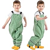 Fewlby Kids Rain Bib Pants, Toddlers Waterproof Suspender Dirty Proof Rain Wear