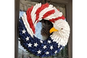 GIGAWOOD 4th of July Wreath for Front Door, Patriotic American Flag Burlap Wreath, Memorial Day Independence Day Summer Holiday Decor, Red White and Blue Farmhouse Hanging Ornamen (A)