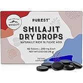 Pure Himalayan Shilajit Dry Drops (90 Tablets, 200mg Each) Maximum Potency Pure Shilajit for Men with 85+ Trace Minerals & Fulvic Acid for Metabolism, Energy & Immune Support