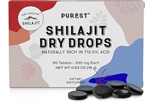 Pure Himalayan Shilajit Dry Drops (90 Tablets, 200mg Each) Maximum Potency Pure Shilajit for Men with 85+ Trace Minerals & Fulvic Acid for Metabolism, Energy & Immune Support