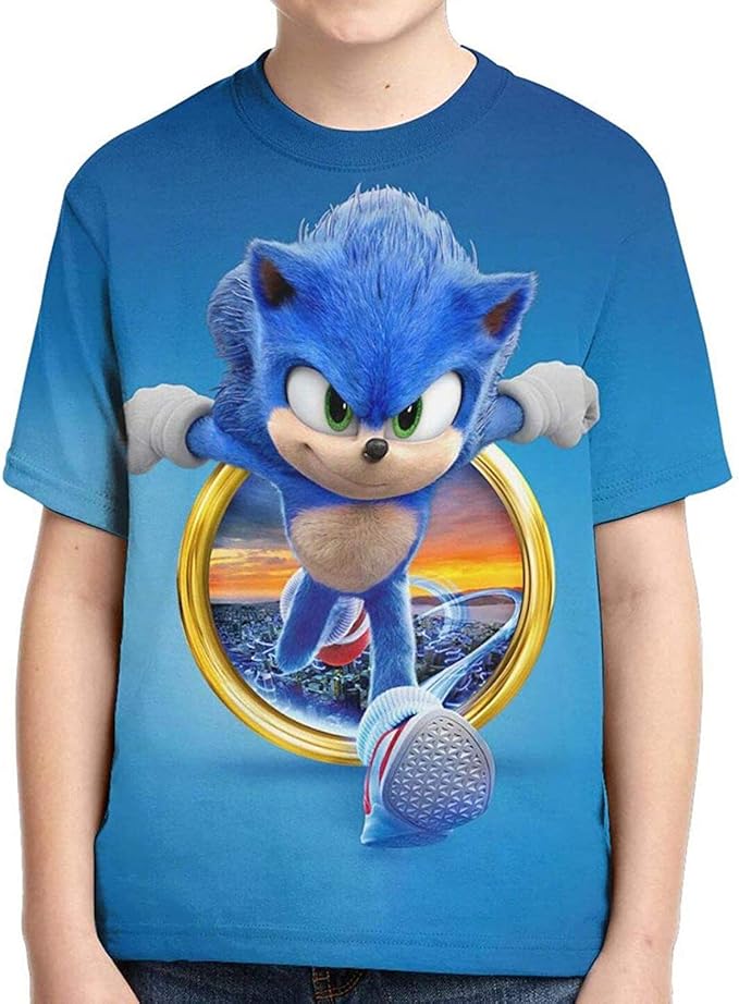 Firtink Kids Sonic The Hedgehog Shirt 3D Print SEGA Graphic Shirt Super