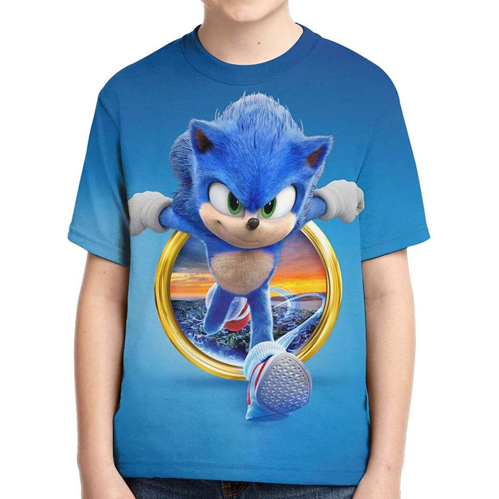 Sonic The Hedgehog Shirt for Boys Girls 3D Print Blue and Multicolor Super Sonic Shirts Casual Tshirt